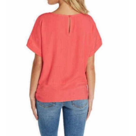 🎁NWT Buffalo David Bitton Coral Short Sleeve Blouse with Front Tie - Picture 2 of 7